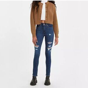Levi's 311 Shaping Skinny Mid Rise Jeans Women's Size 29 Dark Wash Distressed